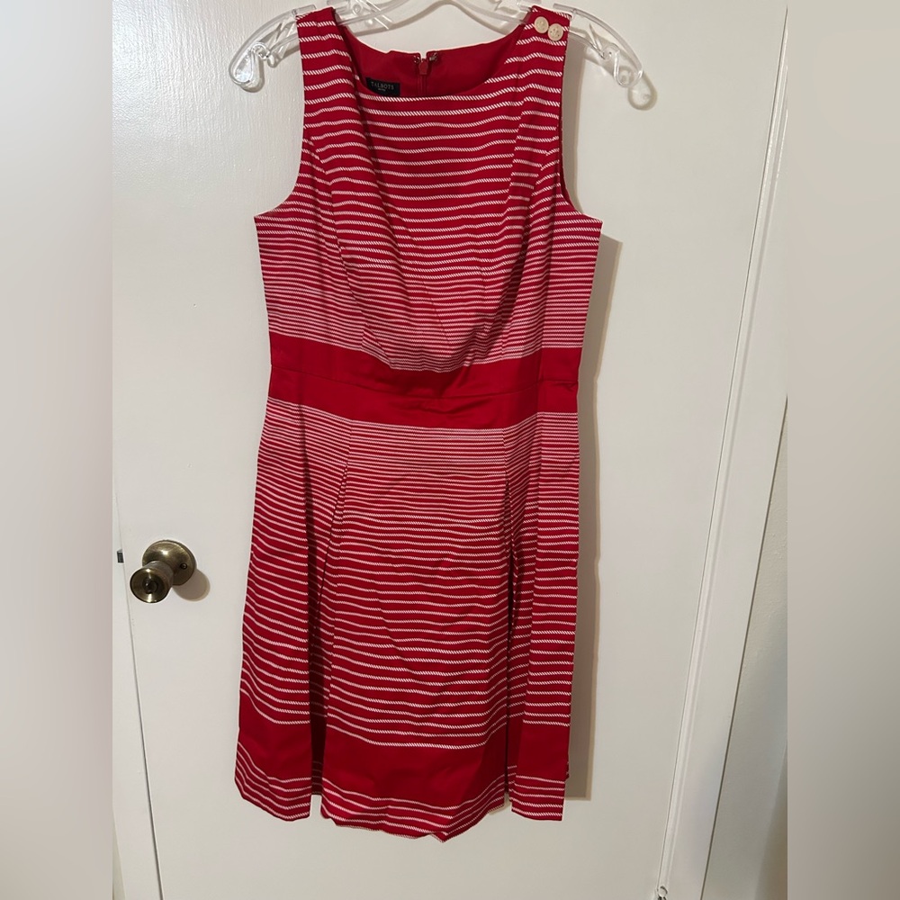 Talbots Red and White Petite Dress